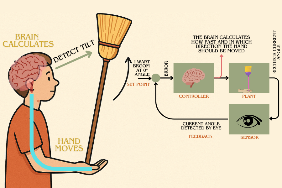Broom balancing experiment